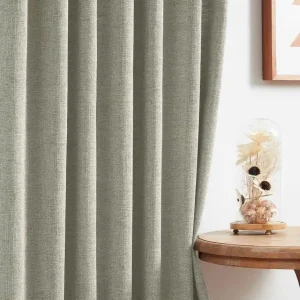 Textured Light Grey Cotton Window Curtains