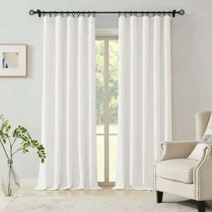 White Ring Top Cotton Window Curtain