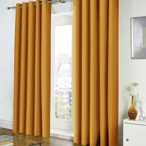 Yellow Cotton Blackout Window Curtain