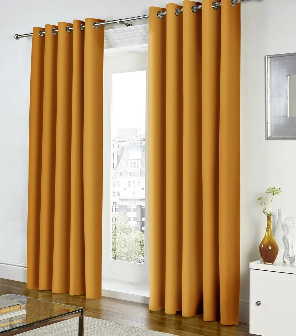 Yellow Cotton Blackout Window Curtain