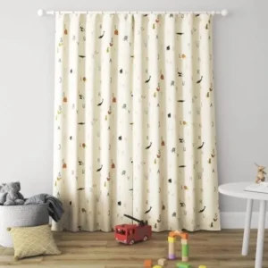 Alphabet Print Cotton Curtains