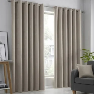Beige Eyelet Blackout Living Room Curtain