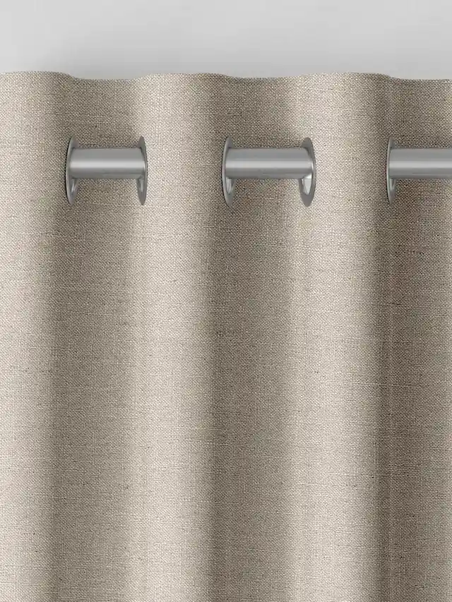 Beige Eyelet Linen Window Curtains View