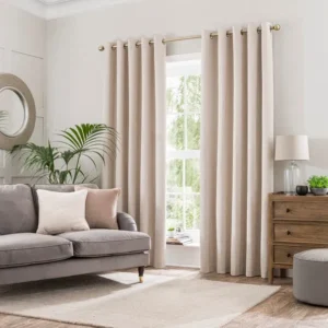 Beige Linen Look Living Room Curtains