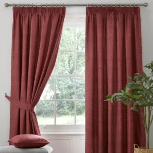 Berry Red Color Cotton Curtains
