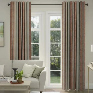Brown Textured Pleated Living Room Curtain