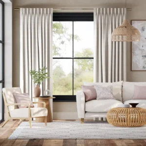 Cream Living Room Window Curtains