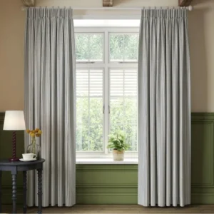Grey Striped Cotton Curtains