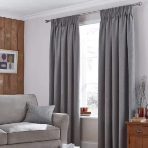 Grey Textured Living Room Window Curtains