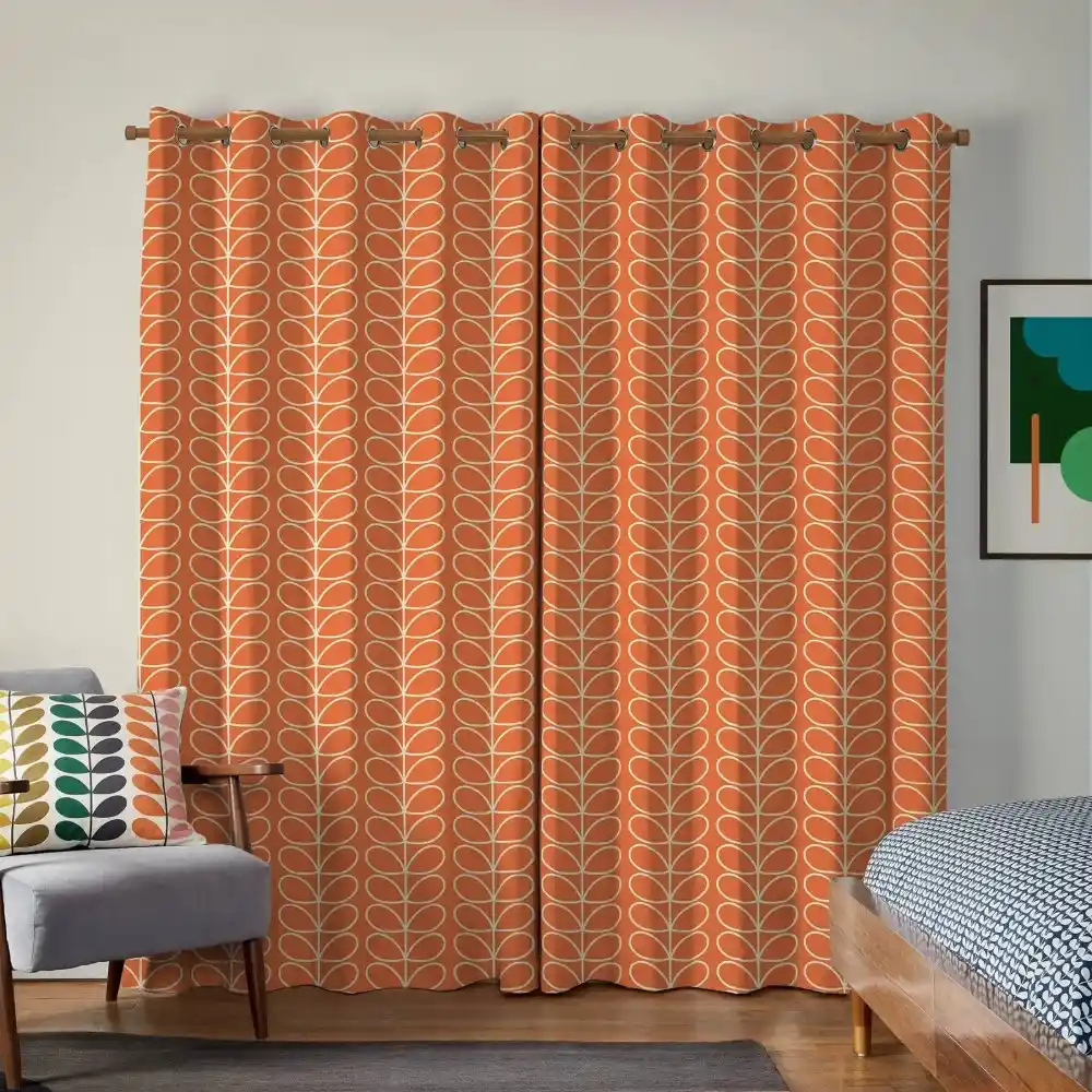 Leaf Print Eyelet Curtains