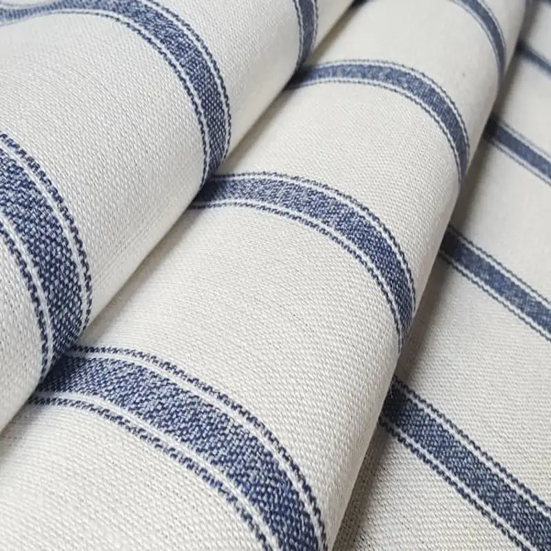 Natural Linen Navy Stripe Curtain