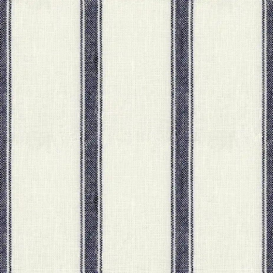 Natural Linen Navy Stripe Curtains View