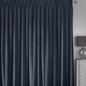 Navy Pinch Pleat Linen Curtains