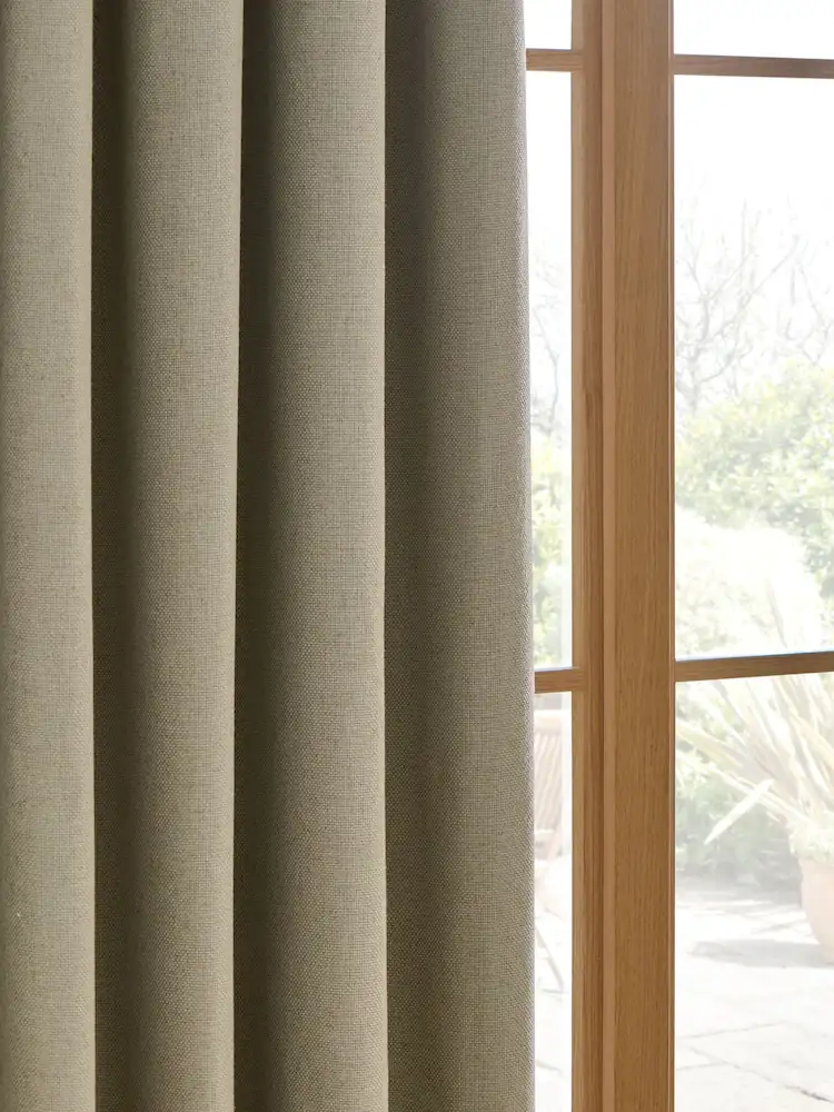 Olive Green Eyelet Linen Curtain