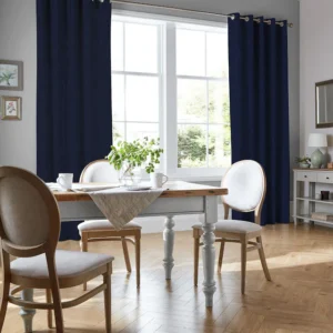 Royal Blue Eyelet Linen Curtains
