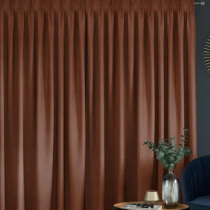Rust Orange Pinch Pleat Linen Curtains