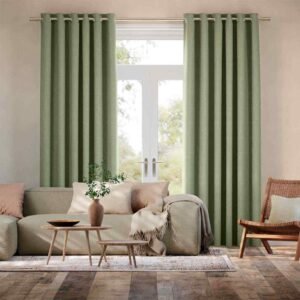 Sage Green Linen Living Room Door Curtains
