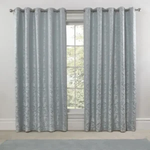 Soft Blue Jacquard Curtain