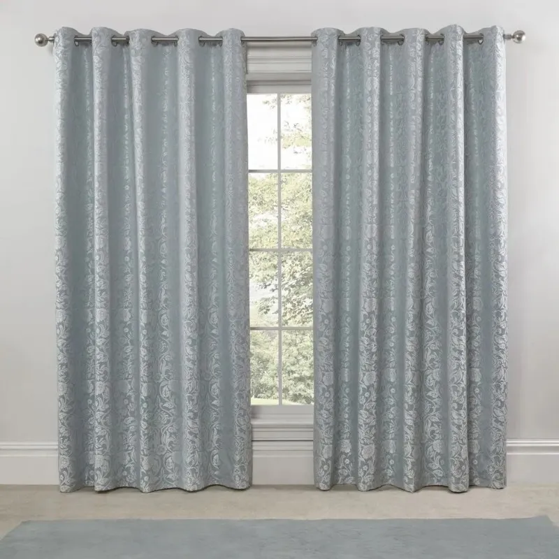 Soft Blue Jacquard Curtain