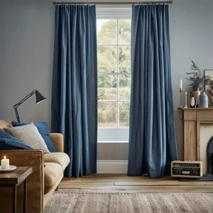 Soft Weave Blue Linen Curtains