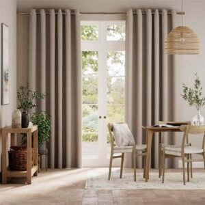 Taupe Linen Living Room Door Curtains