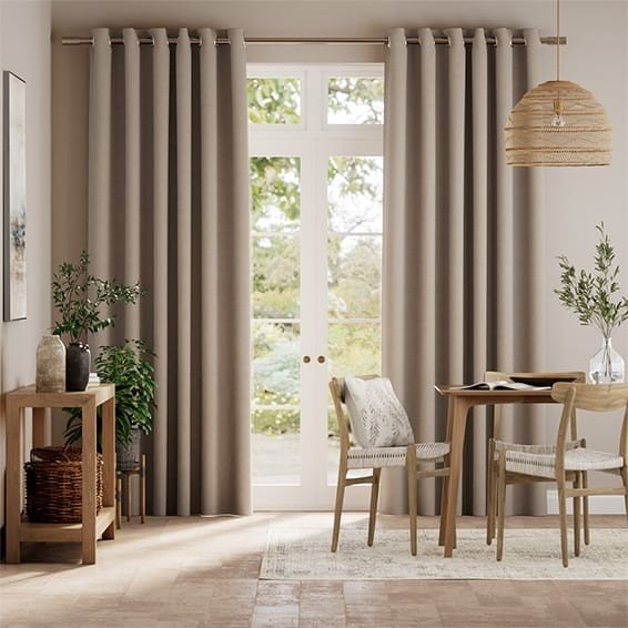 Taupe Linen Living Room Door Curtains