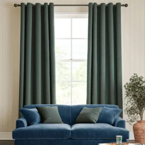 Teal Textured Living Room Curtain