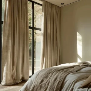 Warm Beige Textured Linen Curtains