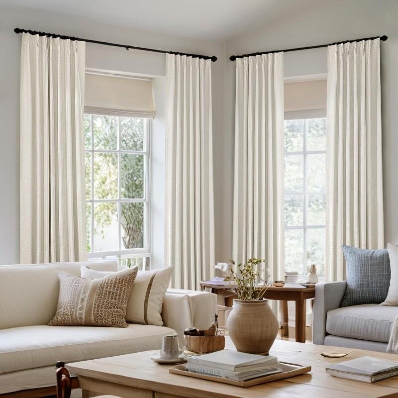 Elegant Ivory Linen Drapery Curtain