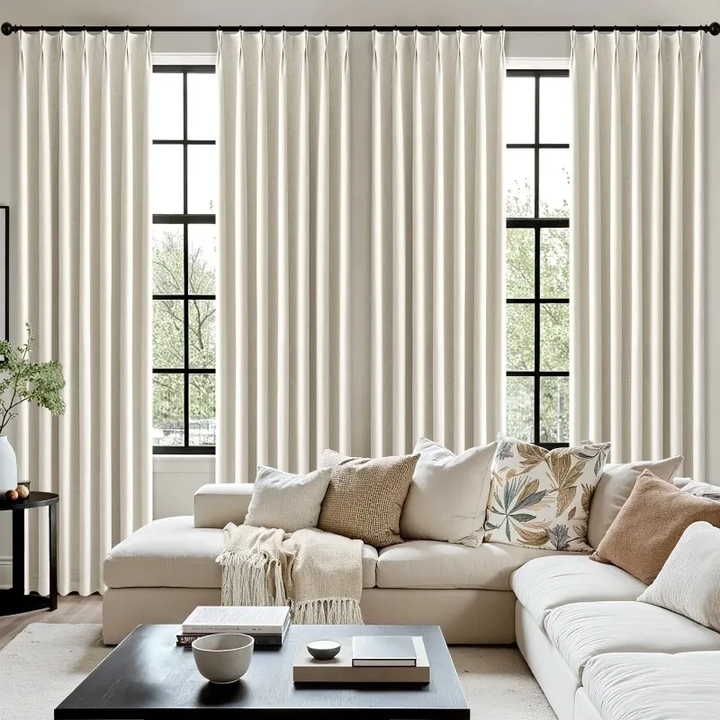 Elegant Ivory Linen Drapery Curtains