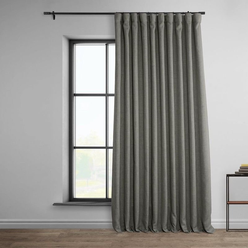 Modern Grey Linen Drapery Curtain
