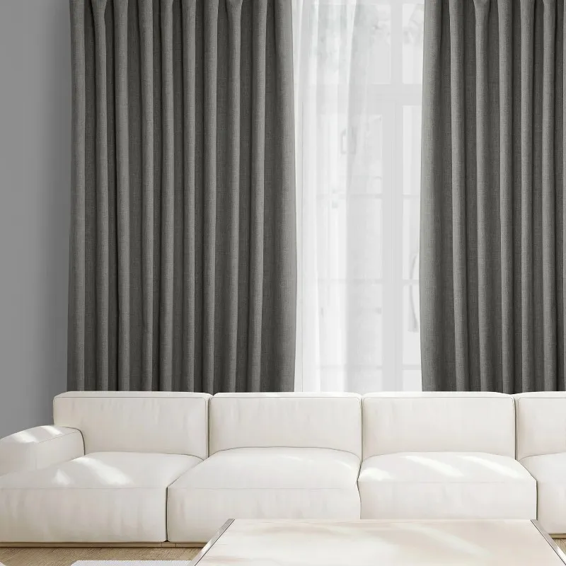 Modern Grey Linen Drapery Curtains