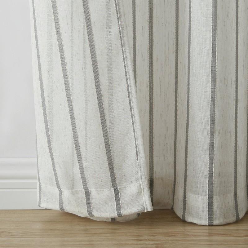 Neutral Striped Linen Sheer Window Curtains View