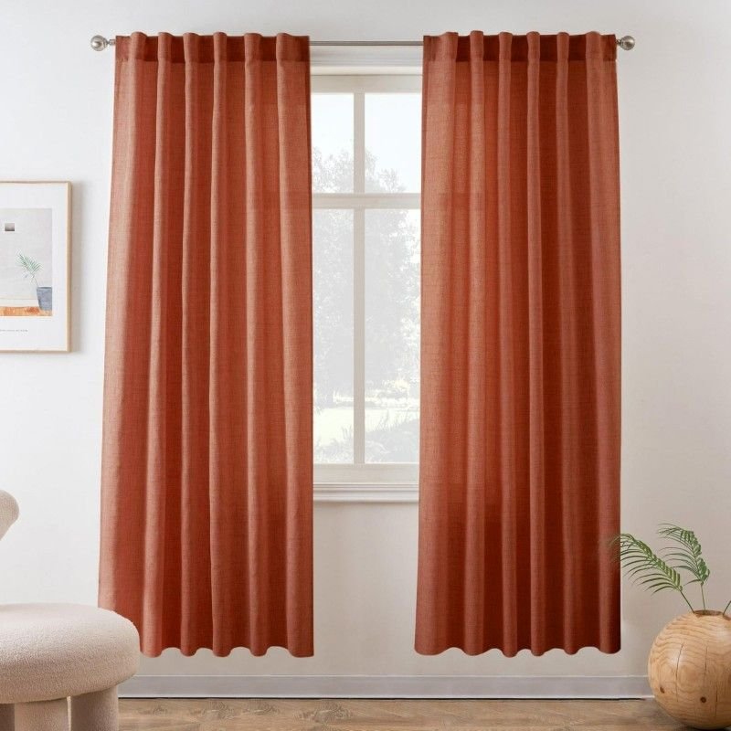 Terracotta Linen Window Curtains