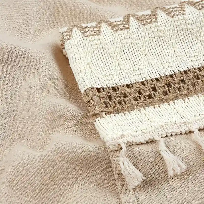 Textured Cream Linen Window Curtains View