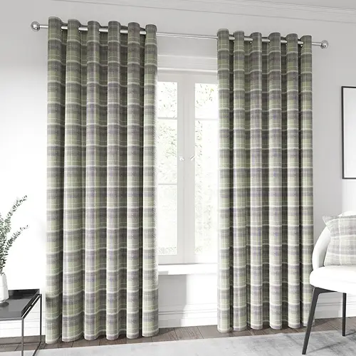 Woven Lined Grape and Linen Eyelet Curtains
