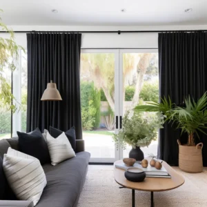 Black Soundproof Linen Curtains