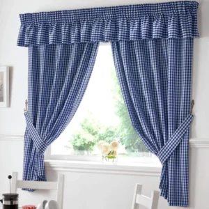 Blue Gingham Pelmet Curtain