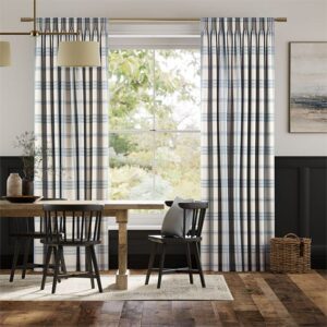 Blue Plaid Striped Curtain