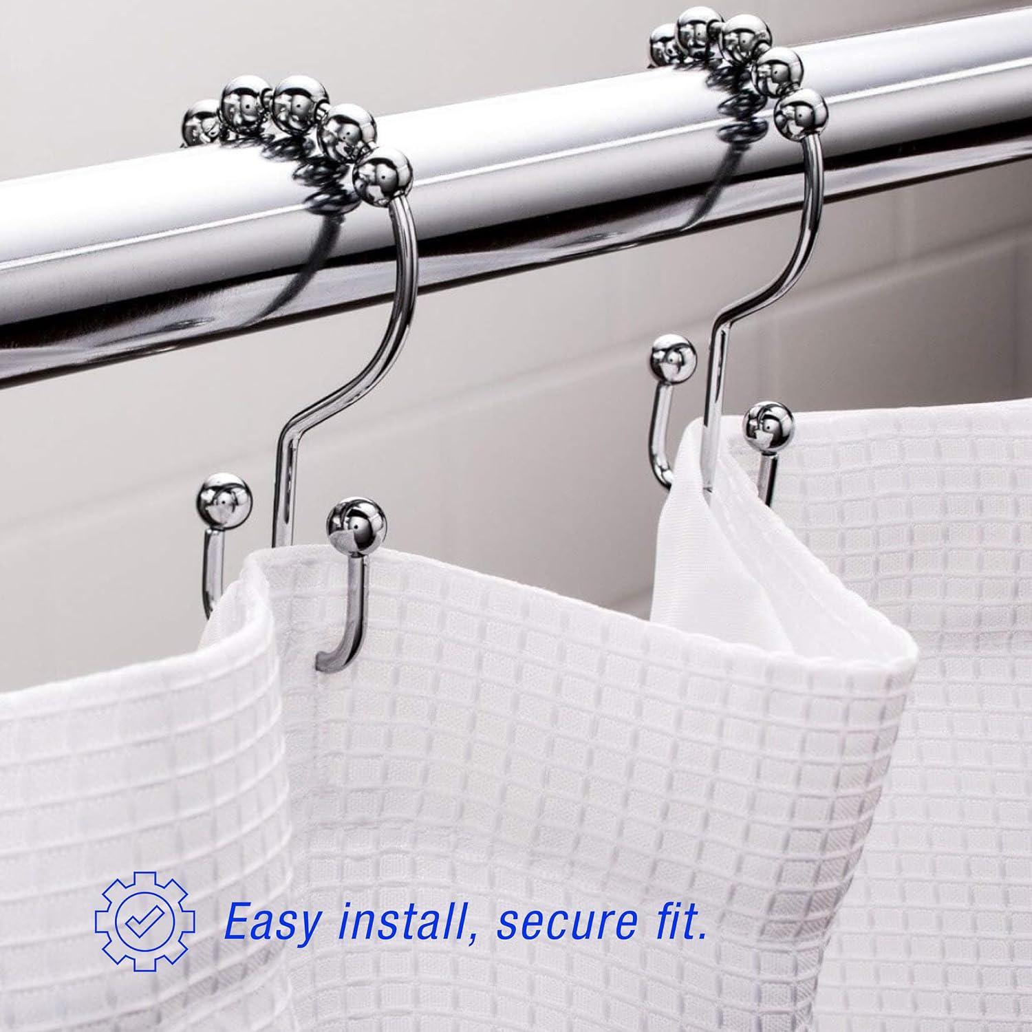 Chrome Roller Ball Shower Curtain Hooks 1 Chrome Roller Ball Shower Curtain Hooks
