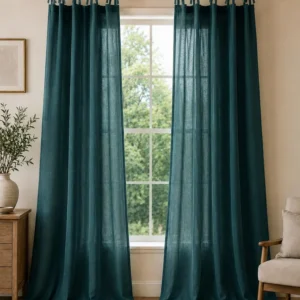 Dark Teal Blue Chiffon Curtains