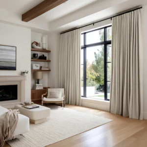 Ecru Linen Soundproof Curtains