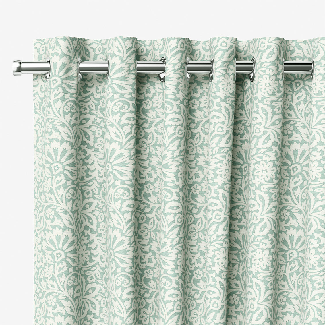 Flower Block Aqua Curtains 3 Flower Block Aqua Curtains