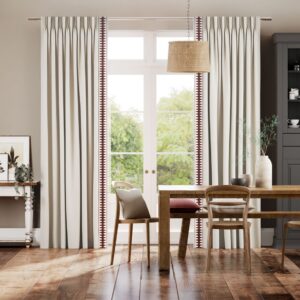 Linen Oatmeal Red Curtains