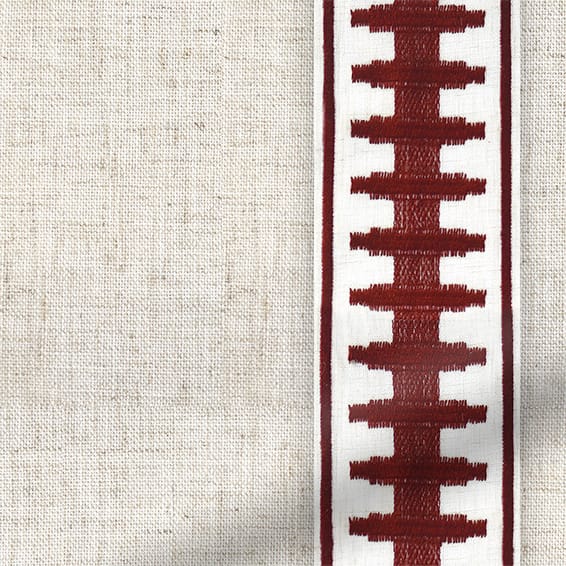 Linen Oatmeal Red Curtains 2 Linen Oatmeal Red Curtains