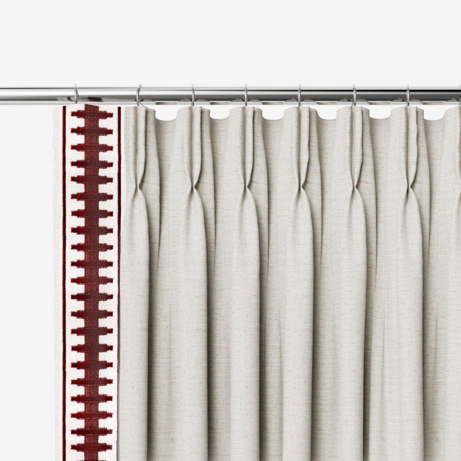 Linen Oatmeal Red Curtains 3 Linen Oatmeal Red Curtains