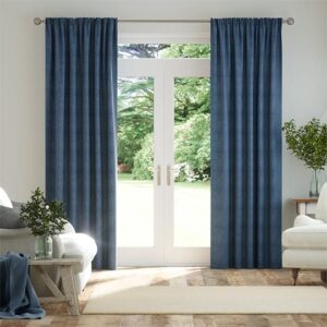 Linen Whale Blue Curtains