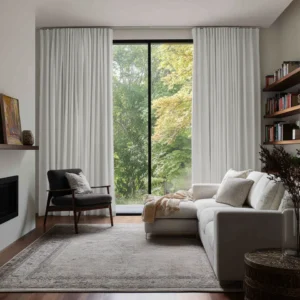 Off-White Linen Soundproof Curtains