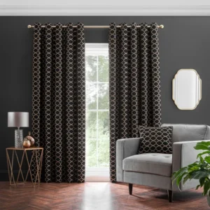 Ogee Eyelet Black Curtains