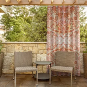 Ornament Orange Balcony Curtains